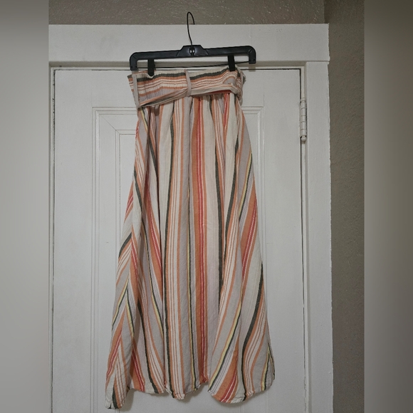 A New Day Striped Buttom Down Tie Belt Midi Skirt - L - Picture 3 of 3